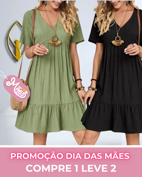 COMPRE 1 LEVE 2 - Vestido Casual Soltinho Midi de Verão Anne